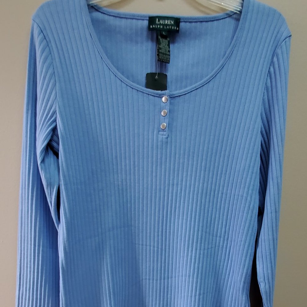 Lauren Ralph Blue RIB Knit Long Sleeve
